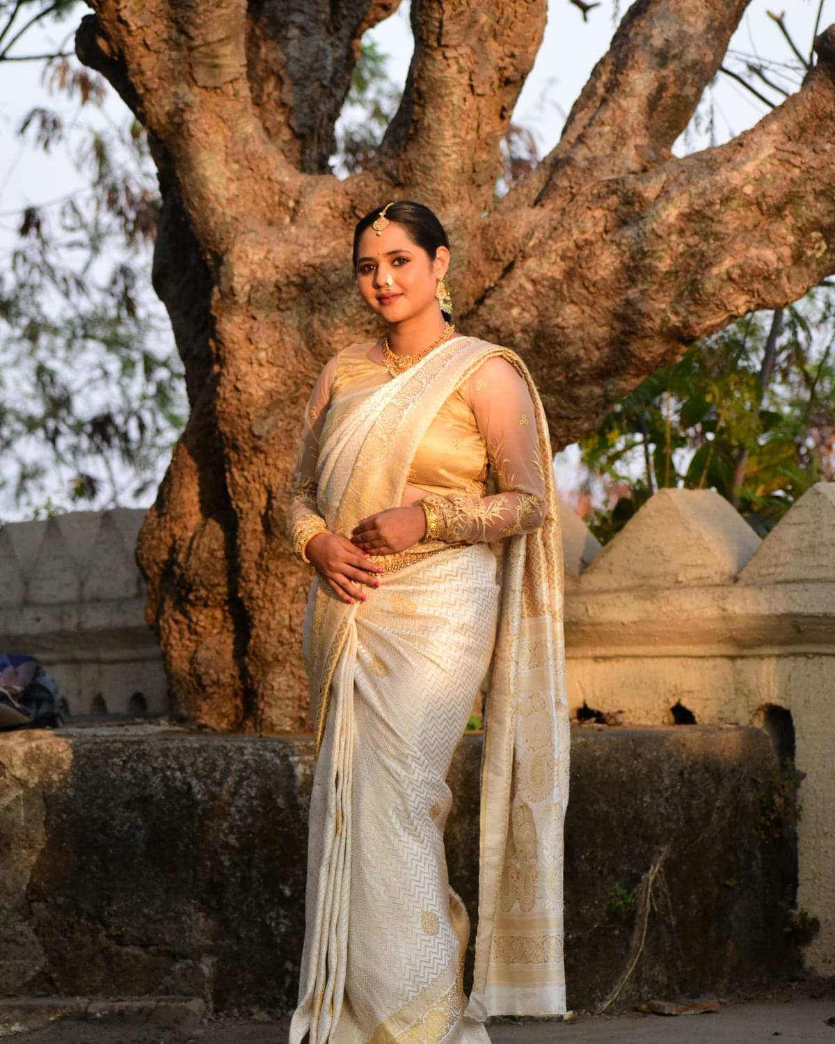 Shubhra Chanderi Saree — view 1