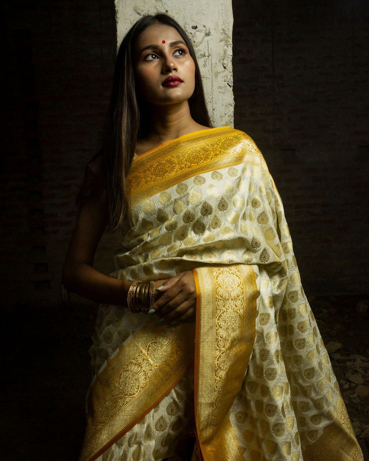 Kesari Banarasi Silk Saree — view 1